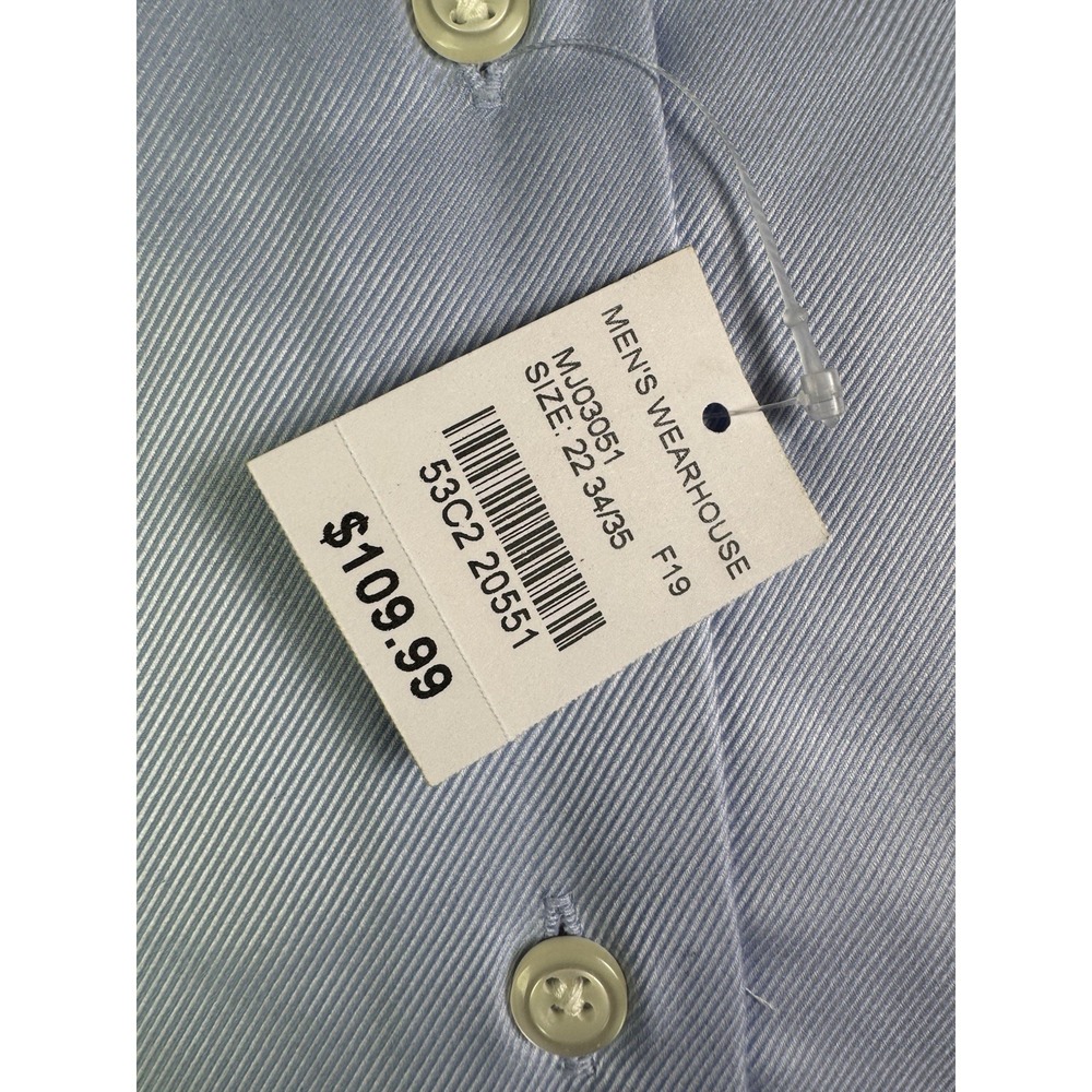 Joseph Abboud Dress Shirt 22 34/35 Blue Egyptian Cotton Classic Fit Non-Iron NWT - Picture 4 of 5